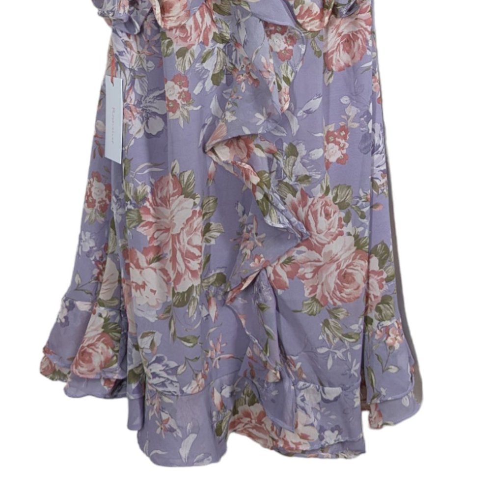 NWT Rosevelt Purple Floral Ruffle Mini Dress Size 1x Plus Size - Picture 2 of 11